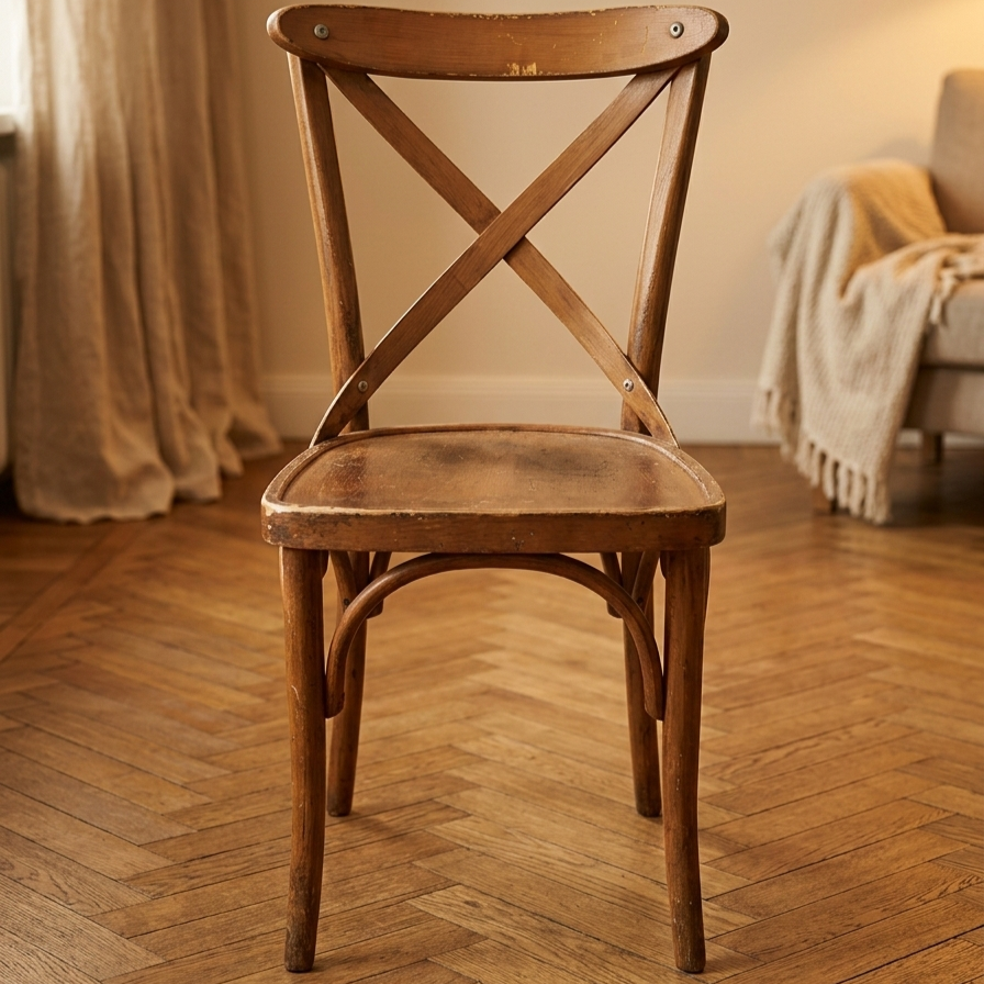 Chaise en bois à dossier croisé