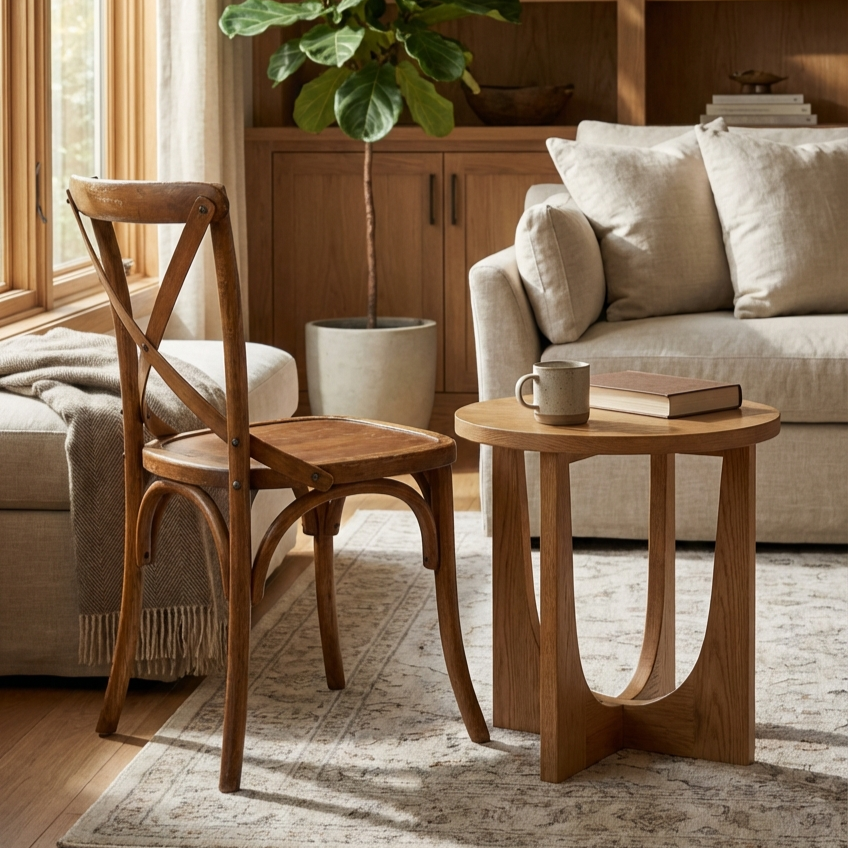 Chaise en bois à dossier croisé