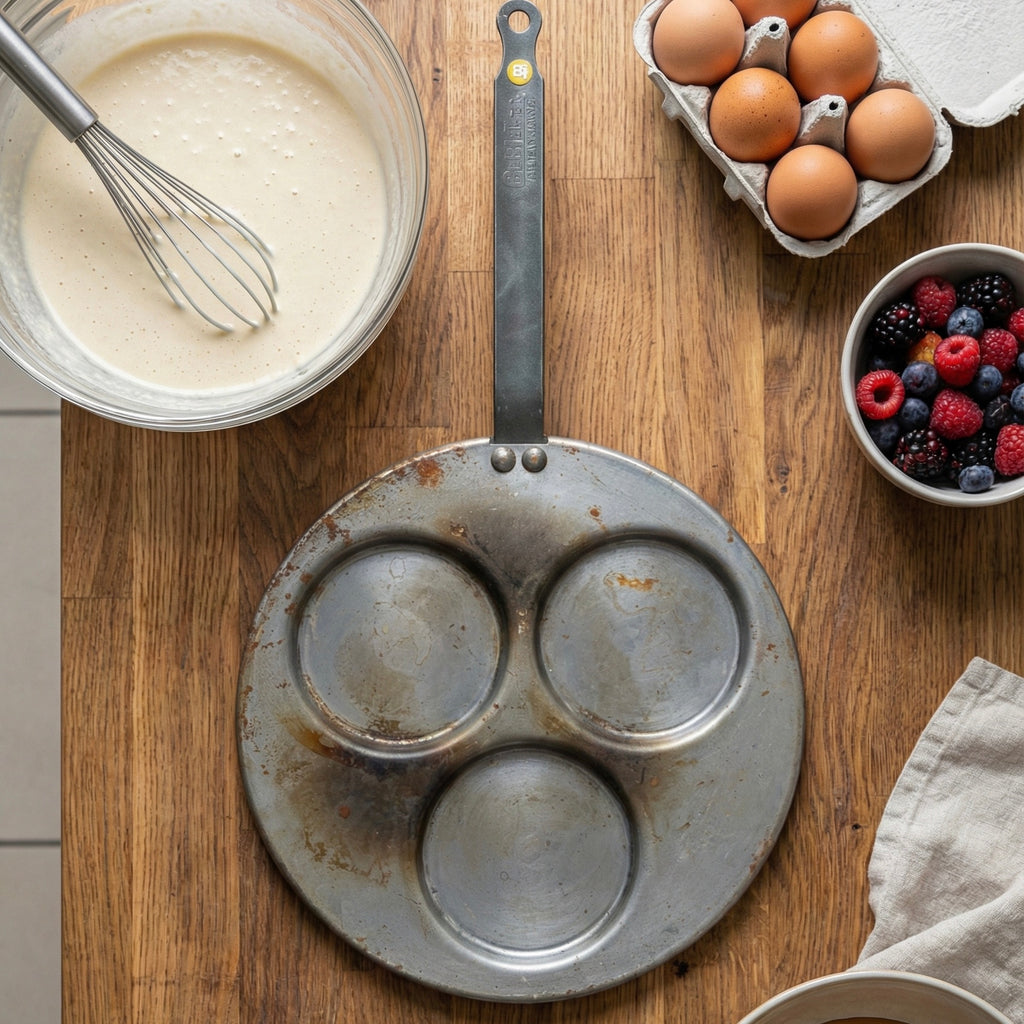 poele multi compartiments debuyer 3 trous pour pancakes
