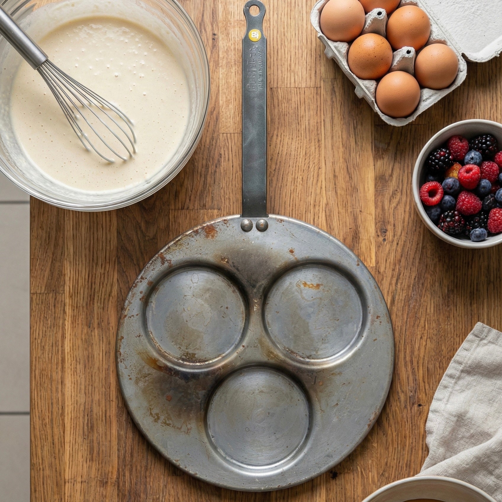 poele multi compartiments debuyer 3 trous pour pancakes